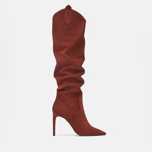 Zara burgundy suede over the knee boots size 8